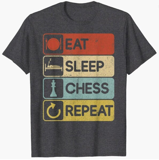 Eat Sleep Chess Repeat T Shirt | Chess Player T Shirt | Chess Shirt | Chess Tee