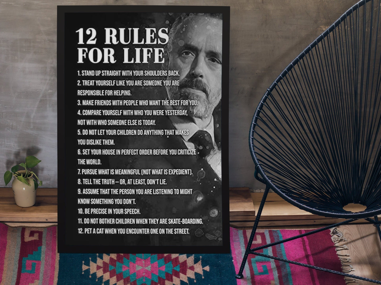 Jordan Peterson 12 Rules For Life Poster | Jordan Peterson Collage Poster | Dr Jordan B Peterson Gift