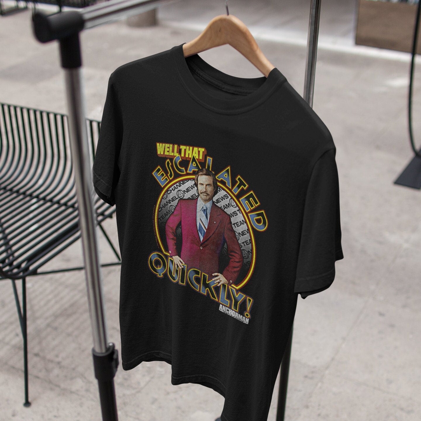 Anchorman Escalated Quickly T Shirt |  Ron Burgundy T Shirt | Anchorman Movie | Will Ferrell